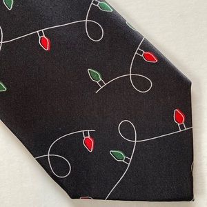 Christmas Lights Black Silk Men’s Tie